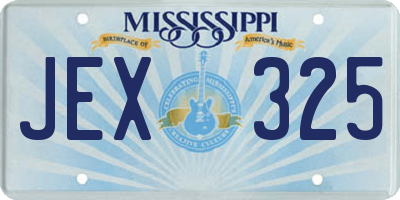 MS license plate JEX325