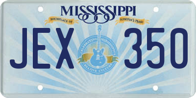 MS license plate JEX350