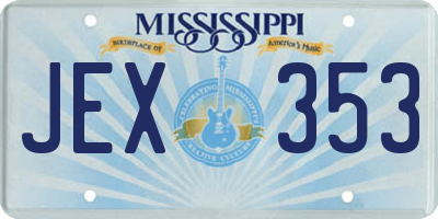MS license plate JEX353