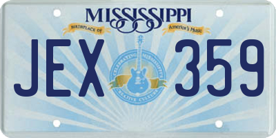 MS license plate JEX359
