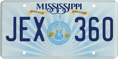 MS license plate JEX360
