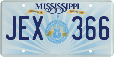 MS license plate JEX366