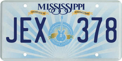 MS license plate JEX378