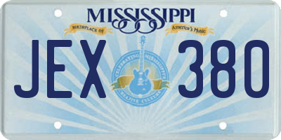 MS license plate JEX380