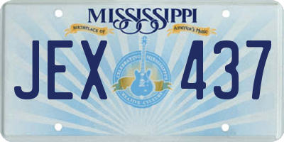 MS license plate JEX437