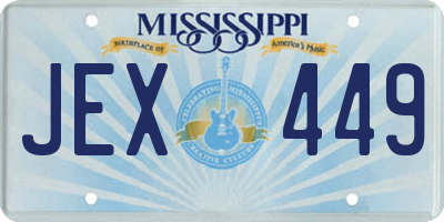 MS license plate JEX449