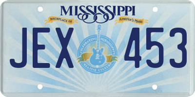 MS license plate JEX453