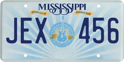 MS license plate JEX456