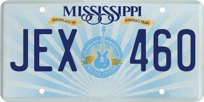 MS license plate JEX460