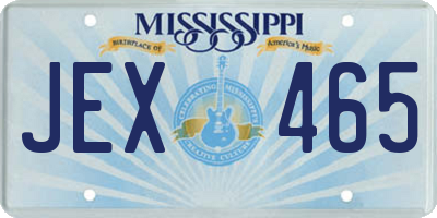 MS license plate JEX465
