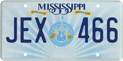 MS license plate JEX466