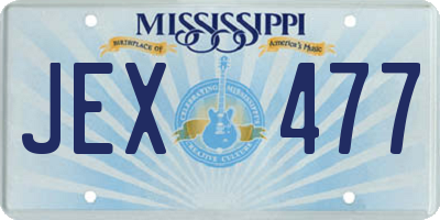 MS license plate JEX477