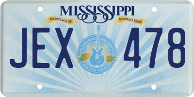 MS license plate JEX478