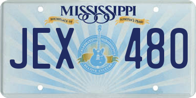MS license plate JEX480
