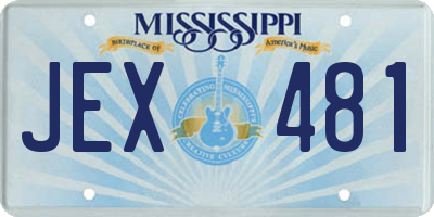 MS license plate JEX481