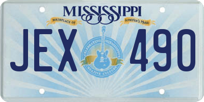 MS license plate JEX490