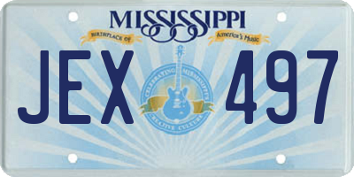 MS license plate JEX497