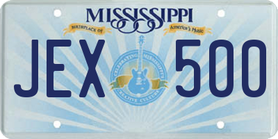 MS license plate JEX500