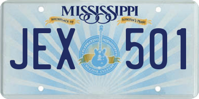MS license plate JEX501