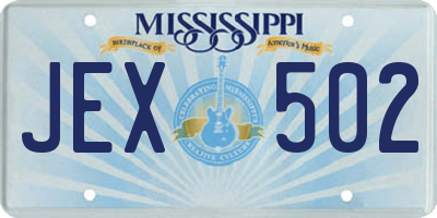 MS license plate JEX502