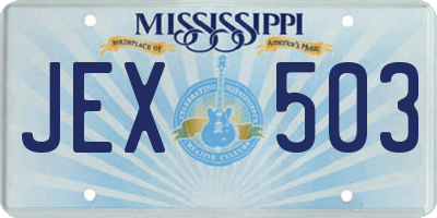 MS license plate JEX503