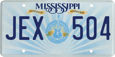 MS license plate JEX504