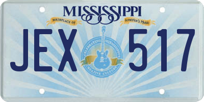 MS license plate JEX517