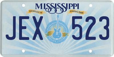 MS license plate JEX523