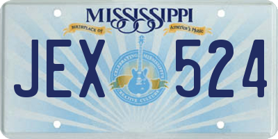 MS license plate JEX524