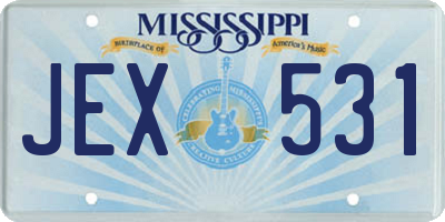 MS license plate JEX531