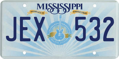 MS license plate JEX532