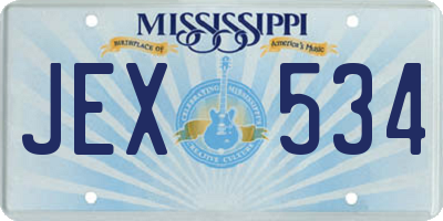 MS license plate JEX534
