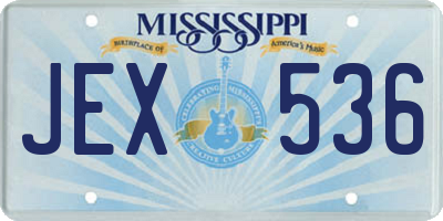 MS license plate JEX536