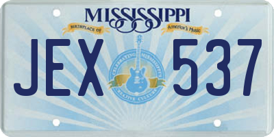 MS license plate JEX537
