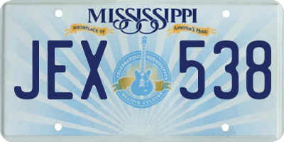 MS license plate JEX538