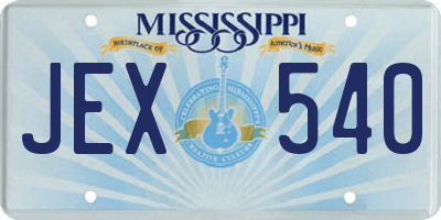 MS license plate JEX540