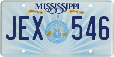 MS license plate JEX546