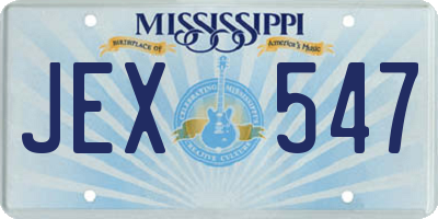 MS license plate JEX547