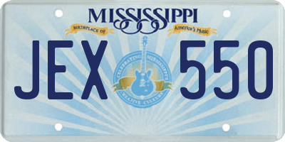 MS license plate JEX550
