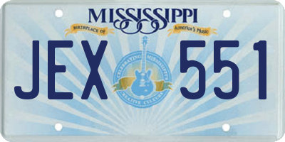 MS license plate JEX551
