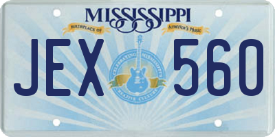 MS license plate JEX560