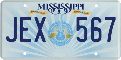 MS license plate JEX567
