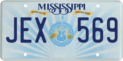 MS license plate JEX569