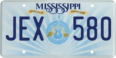 MS license plate JEX580