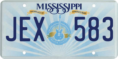 MS license plate JEX583