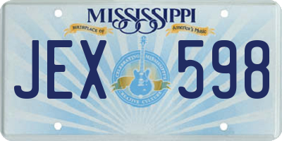 MS license plate JEX598