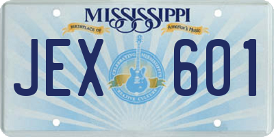 MS license plate JEX601
