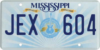 MS license plate JEX604
