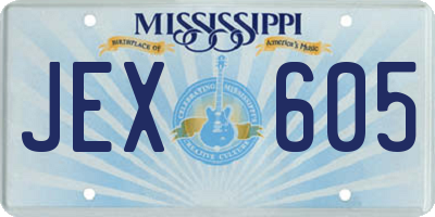 MS license plate JEX605
