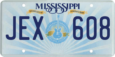 MS license plate JEX608